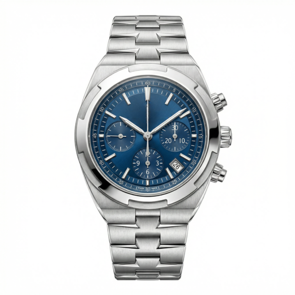 Overseas Chronograph Watch Silver and Blue Dial