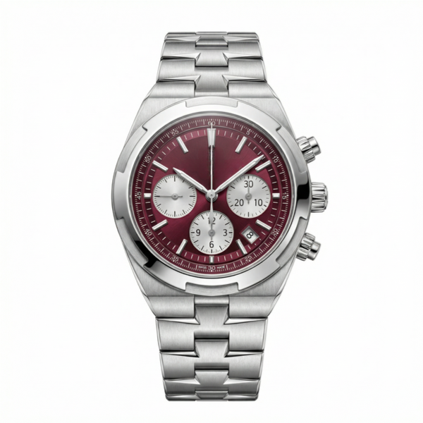 Overseas Chronograph Silver and Burgundy Dial