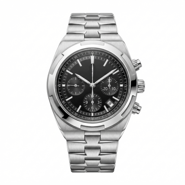 Overseas Chronograph Silver and Black Dial