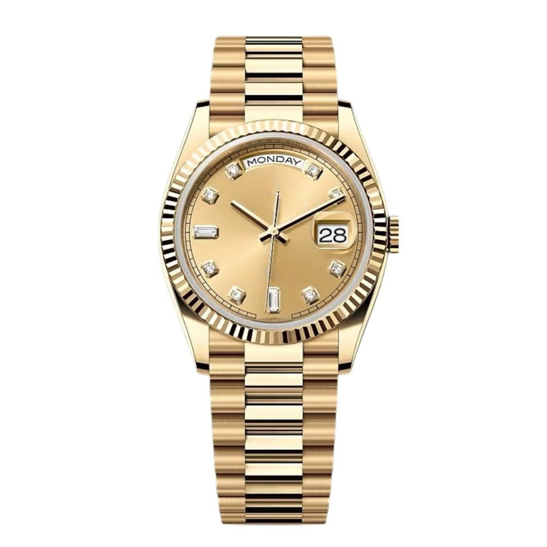 President 40 – Champagne Dial | Gold Tone Bracelet & Diamond Markers