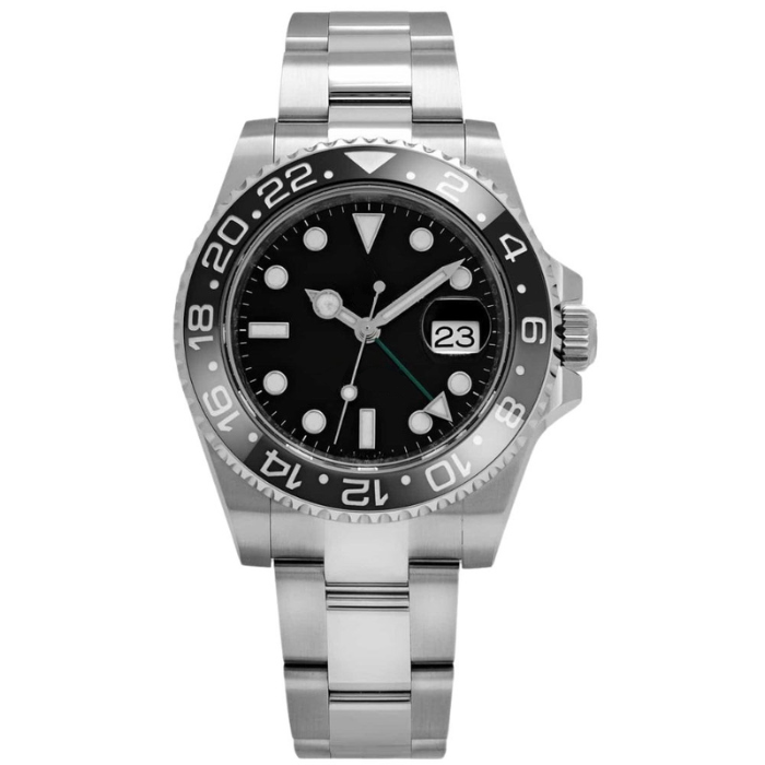 Dual Time 40 – Black Dial | Steel Jubilee Bracelet & Grey-Black Ceramic Bezel