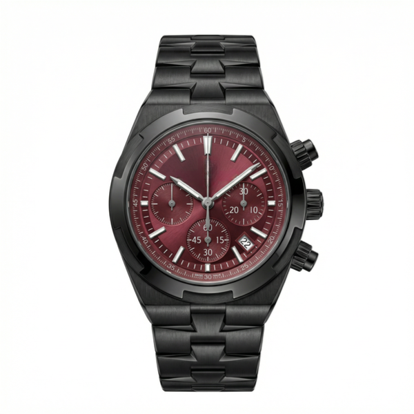 Overseas Chronograph Watch Black and Bordeaux Dial