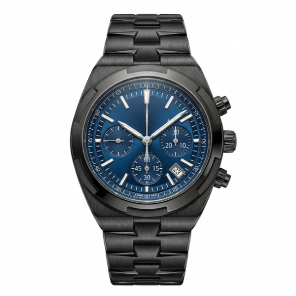 Overseas Chronograph Watch Black and Blue Dial