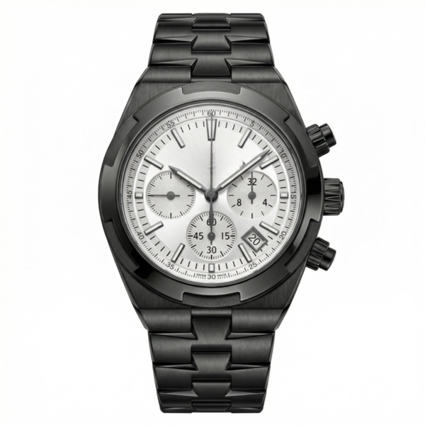 Overseas Chronograph Watch Black and White Dial