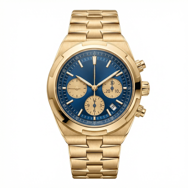 Overseas Chronograph Watch Gold and Blue Dial